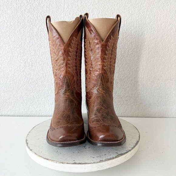 Rod Patrick Mens Cowboy Boots 10.5B Brown Calf Western Leather Soles Blunt Toe - Picture 6 of 14